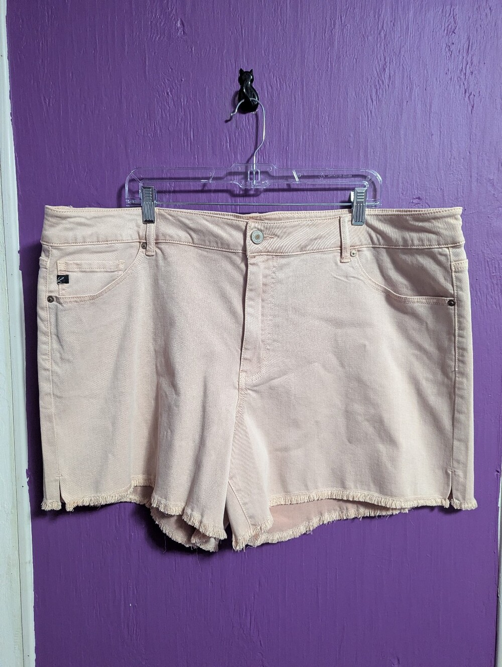 💜 KanCan Tan Frayed Split Hem Jean Shorts 3X 24